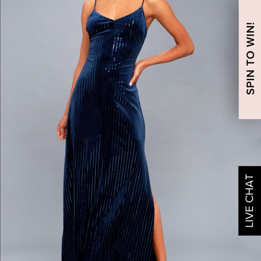 Lulus blue sequin maxi dress sold out online L